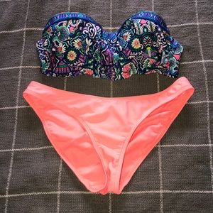 Strapless underwire bikini set